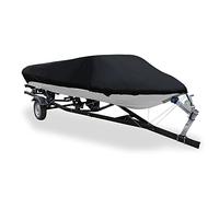 sourcing map 17-19ft 210D Trailerable Boat Cover Waterproof Sun Protection Fishing Ski Bass Speedboat V-shape Black 600 x 300cm