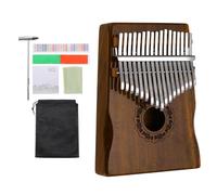 sourcing map 17 Keys Thumb Piano, Brown Mini Portable Finger Piano Solid Koa-Wood with Square Packaging Box, Tune Hammer, Sheet Music Study Instruction for Gift Adults Beginners Professional