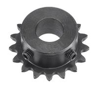 sourcing map 17 Tooth Roller Sprocket B Type, #25 Chain, Single Strand 1/4" Pitch, 12mm Bore Black Oxide C45 Carbon Steel with Set Screws for ISO 04C
