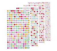 sourcing map 1792 Pcs 4 Sheets Colorful Rhinestone Stickers 3/4/5/6 mm Self Adhesive Rhinestones Gems for DIY Decoration Craft Face Eye Nails Hair Make Up