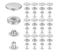 sourcing map 17mm Snap Fastener Stainless Steel Press Stud Cap Kit, 35 Sets Heavy Duty Snap Button No Sewing for Bag Coats Marine Clothes Jackets Jeans Boat Canvas, Silver