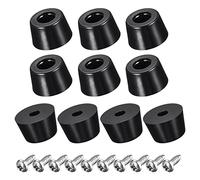 sourcing map 17mm W x 10mm H Round Rubber Bumper Feet, Stainless Steel Screws and Washer for Furniture, Electronics, Non-Slip 24pcs