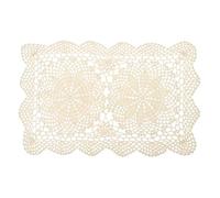 Sourcing Map 17x11 Inch Handmade Crochet Doilies, Polyester Cotton Rectangular Placemats for Dining Table, Kitchen Parties, Beige