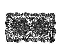 sourcing map 17x11 Inch Handmade Crochet Doilies, Polyester Cotton Table Placemats Rectangular Table Crochet Placemats for Dining Table Kitchen Parties, Black