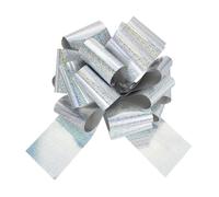 sourcing map 18 Inch Giant Large Pull Bow 1 Pcs Big Glitter Metallic Car Bows Ribbon for Wedding Presents Gift Wrapping Christmas, Silver Tone