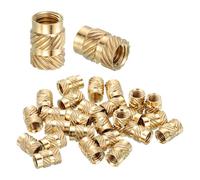 sourcing map 18 Pcs Threaded Inserts, M6 x 10mm L x 8mm OD Pure Brass Metric Knurled Nuts Female Threaded Heat Set Inserts Embedment Nut for 3D Printing Components and Plastic Materials