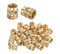 sourcing map 18 Pcs Threaded Inserts, M6 x 8mm L x 8mm OD Pure Brass Metric Knurled Nuts Female Threaded Heat Set Inserts Embedment Nut for 3D Printing Components and Plastic Materials