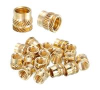 sourcing map 18 Pcs Threaded Inserts, M8 x 10mm L x 10mm OD Pure Brass Metric Knurled Nuts Female Threaded Heat Set Inserts Embedment Nut for 3D Printing Components and Plastic Materials