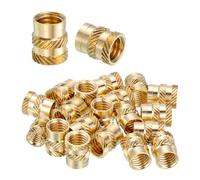 sourcing map 18 Pcs Threaded Inserts, M8 x 12mm L x 10mm OD Pure Brass Metric Knurled Nuts Female Threaded Heat Set Inserts Embedment Nut for 3D Printing Components and Plastic Materials