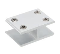 sourcing map 180 Degree Glass Clamp, for 14-17mm Thickness Adjustable Double Side Glass Shelf Support Bracket Aluminum Alloy Glass Clip Clamp Holder, Silver Tone