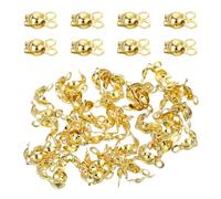 sourcing map 180 Pcs 4mm Crimp End Caps, Clamshell Cord End Cap Connector Clasp Bead Tips Knot Covers Calotte End Crimp for DIY Jewelry Making, 18K Gold
