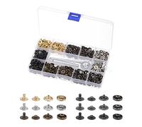 sourcing map 180 Sets Snap Fasteners Kit 6 Colors 10mm Metal Press Studs Buttons Tool with 4 Setter Tools & Storage Box for Clothing Leather Sewing