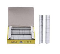 sourcing map 1800pcs 1006J 20Ga 3/7-inch Crown 1/4-inch Staples U-Shaped Galvanized Straight Brad Nails with Storage Box for Woodworking DIY Decoration, Silver Tone