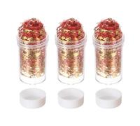 sourcing map 18g Gold Flakes 3 Bottles Gold Foil Sheets with Red Mesh Imitation Gold Leaf for Resin,Nail Art, Painting, Crafts, Jewelry Making and DIY Crafts (1 Bottle of 6g)