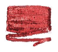 sourcing map 18m x 2cm Elastic Sequins Trim Flat Stretchy Sequin Strip Paillette Fabric Ribbon Band for DIY Crafts Sewing Dress Red