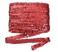 sourcing map 18m x 3cm Elastic Sequins Trim Flat Stretchy Sequin Strip Paillette Fabric Ribbon Band for DIY Crafts Sewing Dress Red