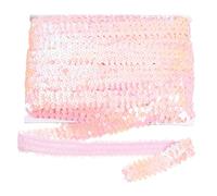 sourcing map 18m x 3cm Elastic Sequins Trim Flat Stretchy Sequin Strip Paillette Fabric Ribbon Band for DIY Crafts Sewing Dress Pink
