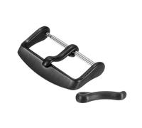 sourcing map 18mm Watch Band Replacement Buckle Stainless Steel Watch Strap Clasp Brushed PVD Buckles with 2pcs Tongue, Black