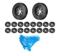sourcing map 18Pcs 9/16"(14mm) ID, 5/8" (16mm) Drill Hole, Double Sided Grommets Round Firewall Hole Plug with Marker Cable Ties for Home Office Cable Wire Protection, Black