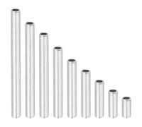 sourcing map 18Pcs 9 Size Lamp Pipe Nipples Kit with Hex Nuts Washers, 1/4IP All Threaded 1/2" Outer Diameter Lamp Rod Hollow Tube Fasteners for Lamp Assembly Chandelier DIY Repair, Silver
