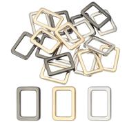 sourcing map 18pcs Metal Flat Rectangle Ring, 50mm(2inch) Metal Rectangular Buckle Rings Square Strap Webbing Loop for Bag Belt Purse DIY Craft, Gun Black/Light Gold/Silver