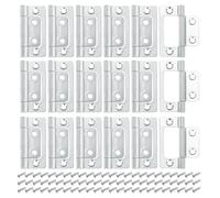 sourcing map 18Pcs Non Mortise Door Hinges, 51 x 25mm Iron Bifold Butt Cabinet Hinges Smooth Sliding Bearing Hinge with Mounting Screws for Doors, Windows, Cabinets, Box, Furniture, White Zinc
