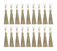 sourcing map 18pcs PU Leather Tassels, 5.9 Inch Keychain Tassel Charm with Lobster Swivel for Jewelry Making, Handbag, DIY Crafts, (Light Gold)