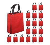 sourcing map 18pcs Reusable Gift Bags, Red Tote Glossy Grocery Shopping Bag with Handles for Birthday Parties, Wedding, Christmas - 7.9"x10.2"x3.9"