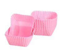 sourcing map 18Pcs Silicone Cupcake Baking Cups, Silicone Muffins Liners Non-Stick Square Baking Cups, for Cooking Eggs Baking Muffins and Make a Cake(Pink)
