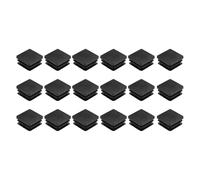 sourcing map 18Pcs Square Plastic Plugs, 28 x 28mm/1.1 x 1.1inch PE Pipe Tubing End Caps for 22-26mm/0.87-1.02inch Square Tube Furniture Chair Leg, Black