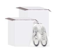 sourcing map 18pcs Transparent Shoe Bags 15.7" x 11.8" Clear PE Waterproof Shoe Bags Large Portable Travel Storage Organizer with Drawstring Fit Men and Women for Travel Sport Home Use, White