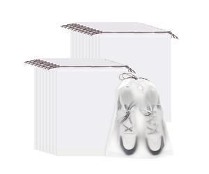 sourcing map 18pcs Transparent Shoe Bags 15.7" x 11.8" Clear PE Waterproof Shoe Bags Large Portable Travel Storage Organizer with Drawstring Fit Men and Women for Travel Sport Home Use, White