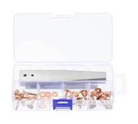 sourcing map 18Set 3 Sizes Copper Rivets and Burrs Assortment Kit, Solid Leather Fastener with Burrs Setter and Rivet Fastener Install Setting Tool for Leather DIY Craft Supplies, Copper Tone