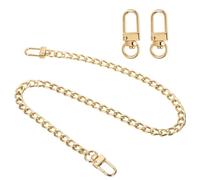 sourcing map 19.7" Flat Purse Chain Strap, Gold Shoulder Straps Chains Metal Handbag Replacement Belt with 2 Pcs Metal Lobster Swivel Trigger Clips Style1 for Cross Body Wallet Bag