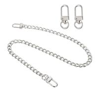 sourcing map 19.7" Flat Purse Chain Strap, Silver/Gold Shoulder Straps Chains Metal Handbag Replacement Belt with 2 Pcs Metal Lobster Swivel Trigger Clips Style1 for Cross Body Wallet Bag