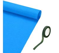 sourcing map 19.7" Wide 3.3Ft Long Crepe Paper Roll, Crepe Paper Sheets with Adhesive Tape for Flower Making DIY Gift Wrapping Wedding Ceremony Decoration (Sky Blue)