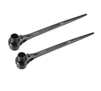 sourcing map 19 x 24mm 12-Point Scaffold Podger Ratchet Spanner Ratcheting Socket Wrench Tool (Black) 2pcs