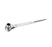 sourcing map 19 x 24mm 12-Point Scaffold Podger Ratchet Spanner Ratcheting Socket Wrench Tool (Silver Tone)