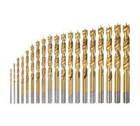 sourcing map 19pcs Brad Point Drill Bit Set 1.5mm-10.5mmDia Straight Round Shank Drill Metric Brad Point Spiral Twist Drill Bits for Carpenter Woodworking Plastic Rubber, Golden 19in1 Set