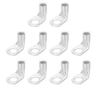 sourcing map 1AWG - 7/16" Copper Wire Lugs, 90 Degree Bent Battery Cable Ends Battery Lugs Ring Terminals Connectors Bare Copper Eyelet for Marine Electrical Supplies (Silver, 10Pcs)