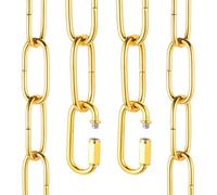 sourcing map 1ft Lighting Hanging Chain, 4mm/0.16" Looping Metal Pendant Chandelier Chain Extension with 2 Quick Link Lock for Hanging Plant Pendant Chandelier Light Fixture, Gold Yellow