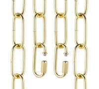 sourcing map 1ft Lighting Hanging Chain, 4mm/0.16" Looping Metal Pendant Chandelier Chain Extension with 2 Quick Link Lock for Hanging Plant Pendant Chandelier Light Fixture, Light Golden