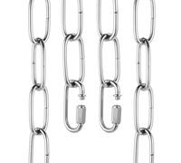 sourcing map 1ft Lighting Hanging Chain, 4mm/0.16" Looping Metal Pendant Chandelier Chain Extension with 2 Quick Link Lock for Hanging Plant Pendant Chandelier Light Fixture, Light Silver