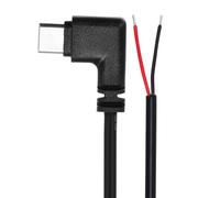 sourcing map 1M/3.3Ft Right Angle USB C Male Plug Bare Wire Pigtail Cable, 22AWG 12V 3A 90°Type C Plug to 2 Pin Bare Wire Open End Connector Plug for DIY Equipment Installed Repair 4Pcs