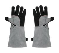 sourcing map 1Pair A3031- Welding Gloves 16" Fire Heat Resistant Long Sleeve Cowhide Leather BBQ Grill Gloves for Welding Fireplace Oven Baking Garden