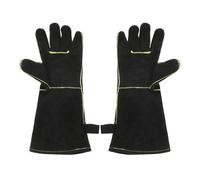 sourcing map 1Pair A3032 Welding Gloves 16" Fire Heat Resistant Long Sleeve Cowhide Leather BBQ Grill Gloves for Welding Fireplace Oven Baking Garden