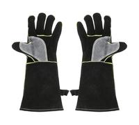 sourcing map 1Pair A3036 Welding Gloves 16" Fire Heat Resistant Long Sleeve Cowhide Leather BBQ Grill Gloves for Welding Fireplace Oven Baking Garden