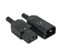 sourcing map 1Pair AC250V 10A IEC C14 Male C13 Female, 3 Pins Terminals Inline Adapter Plug Power Socket Connectors