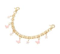 sourcing map 1Pcs 10" Purse Extender Chain Strap, Bag Accessories Charm for Women Handbags Handle Replacement Decoration with Flower Butterfly Pendant, Pink/White