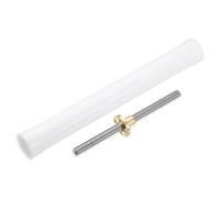 sourcing map 1Pcs 100mm Tr8x8 Lead Screw with Brass Nut (Acme Thread, 2mm Pitch, 4 Starts, 8mm Lead), 304 Stainless Steel Screw Bar Printer Upgrade Parts with Plastic Packaging Tube, Silver